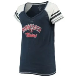 Soft As A Grape Women's Navy Minnesota Twins Curvy Colorblock Tri-Blend Raglan V-Neck T-Shirt -Minnesota Twins Shop DSCO1136791855 1320 ALT2