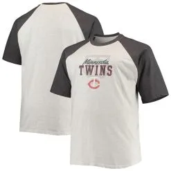 Profile Men's Oatmeal/Heathered Charcoal Minnesota Twins Big & Tall Raglan T-Shirt