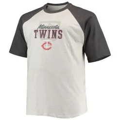 Profile Men's Oatmeal/Heathered Charcoal Minnesota Twins Big & Tall Raglan T-Shirt -Minnesota Twins Shop DSCO1136793482 I5PN ALT2