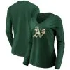 Fanatics Branded Women's Green Oakland Athletics Core Team Long Sleeve V-Neck T-Shirt