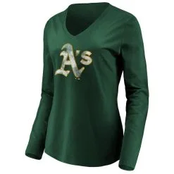 Fanatics Branded Women's Green Oakland Athletics Core Team Long Sleeve V-Neck T-Shirt -Minnesota Twins Shop DSCO1136793959 2041 ALT2