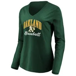 Fanatics Branded Women's Green Oakland Athletics Victory Script V-Neck Long Sleeve T-Shirt -Minnesota Twins Shop DSCO1137114430 2041 ALT2
