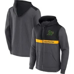 Fanatics Branded Men's Heathered Charcoal/Black Oakland Athletics Ultimate Full-Zip Hoodie