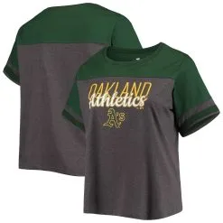 Profile Women's Heathered Charcoal/Green Oakland Athletics Plus Size Colorblock T-Shirt