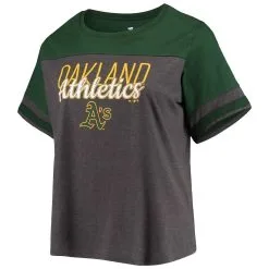 Profile Women's Heathered Charcoal/Green Oakland Athletics Plus Size Colorblock T-Shirt -Minnesota Twins Shop DSCO1137270184 GREEGA ALT2