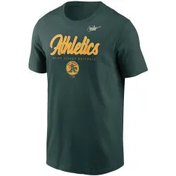Nike Men's Green Oakland Athletics Cooperstown Collection Wordmark Script Logo T-Shirt -Minnesota Twins Shop DSCO1137270601 2041 ALT2