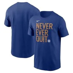 Nike Men's Royal Texas Rangers Never Ever Quit Local Team T-Shirt