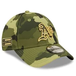 New Era Men's Camo Oakland Athletics 2022 Armed Forces Day 9FORTY Snapback Adjustable Hat