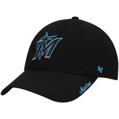 '47 Women's Black Miami Marlins Team Miata Clean Up Adjustable Hat