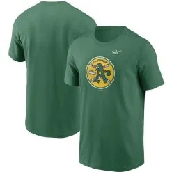 Nike Men's Green Oakland Athletics Cooperstown Collection Logo T-Shirt
