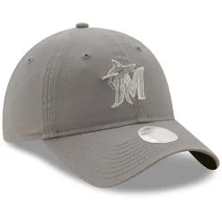 New Era Women's Gray Miami Marlins Misty Morning Core Classic 9TWENTY Adjustable Hat -Minnesota Twins Shop DSCO1137454801 1927 ALT3