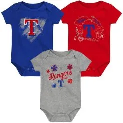 Outerstuff Infant Royal/Red/Gray Texas Rangers Batter Up 3-Pack Bodysuit Set