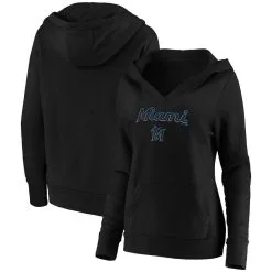 Fanatics Branded Women's Black Miami Marlins Core Team Lockup V-Neck Pullover Hoodie