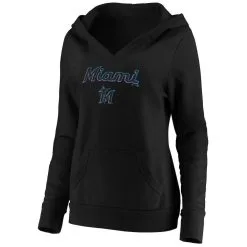 Fanatics Branded Women's Black Miami Marlins Core Team Lockup V-Neck Pullover Hoodie -Minnesota Twins Shop DSCO1137629607 1007 ALT2