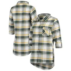 Concepts Sport Women's Green/Gold Oakland Athletics Accolade Flannel Nightshirt