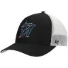 '47 Men's Black/White Miami Marlins Primary Logo Trucker Snapback Hat