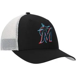 '47 Men's Black/White Miami Marlins Primary Logo Trucker Snapback Hat -Minnesota Twins Shop DSCO1137813415 1007 ALT3
