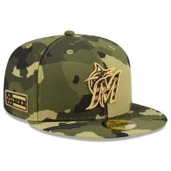 New Era Men's Camo Miami Marlins 2022 Armed Forces Day On-Field 59FIFTY Fitted Hat