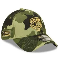 Men's New Era Camo Minnesota Twins 2022 Armed Forces Day 39THIRTY Flex Hat