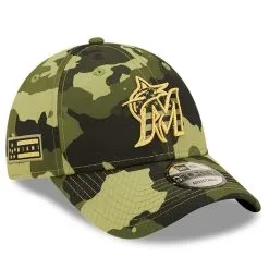 New Era Men's Camo Miami Marlins 2022 Armed Forces Day 9FORTY Snapback Adjustable Hat