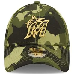 New Era Men's Camo Miami Marlins 2022 Armed Forces Day 9FORTY Snapback Adjustable Hat -Minnesota Twins Shop DSCO1137968551 BGrd ALT2