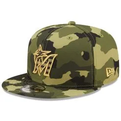 New Era Men's Camo Miami Marlins 2022 Armed Forces Day 9FIFTY Snapback Adjustable Hat -Minnesota Twins Shop DSCO1137968607 BGrd ALT3