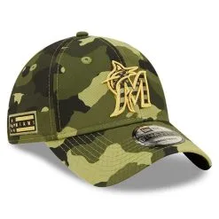 New Era Men's Camo Miami Marlins 2022 Armed Forces Day 9TWENTY Adjustable Hat