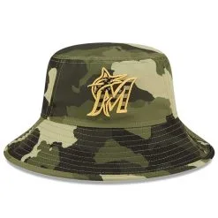New Era Men's Camo Miami Marlins 2022 Armed Forces Day Bucket Hat -Minnesota Twins Shop DSCO1137968667 BGrd ALT2