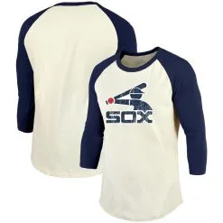 Majestic Threads Men's Threads Cream/Navy Chicago White Sox Cooperstown Collection Raglan 3/4-Sleeve T-Shirt