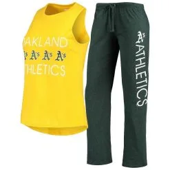 Concepts Sport Women's Green/Gold Oakland Athletics Meter Muscle Tank Top & Pants Sleep Set