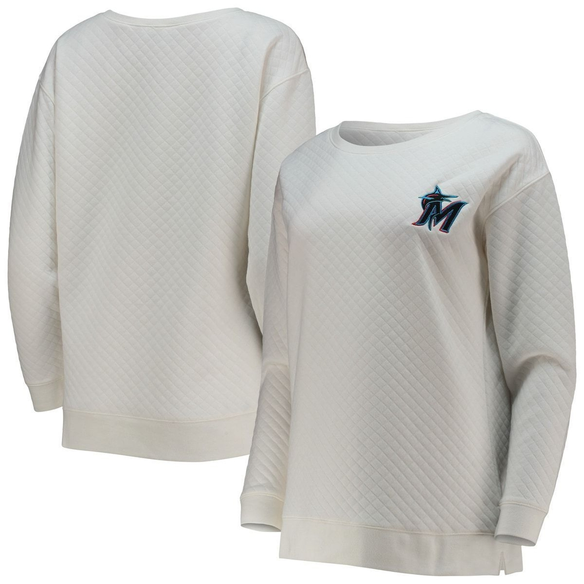 Concepts Sport Women's White/Cream Miami Marlins Quilted Pullover Sweatshirt 2 Concepts Sport Women's White/Cream Miami Marlins Quilted Pullover Sweatshirt - Image 2
