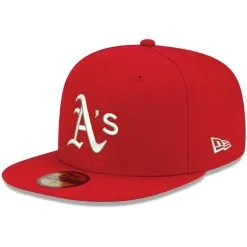 New Era Men's Red Oakland Athletics White Logo 59FIFTY Fitted Hat
