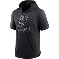 Nike Men's Black Miami Marlins Logo Lockup Performance Short-Sleeved Pullover Hoodie -Minnesota Twins Shop DSCO1139602890 1007 ALT2