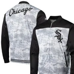 Stitches Men's Black Chicago White Sox Camo Full-Zip Jacket