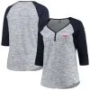 New Era Women's Navy Minnesota Twins Plus Size Space Dye 3/4-Sleeve Raglan Henley T-Shirt