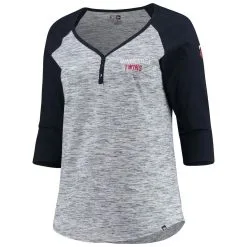 New Era Women's Navy Minnesota Twins Plus Size Space Dye 3/4-Sleeve Raglan Henley T-Shirt -Minnesota Twins Shop DSCO1140227176 1320 ALT2