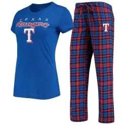 Concepts Sport Women's Royal/Red Texas Rangers Lodge T-Shirt & Pants Sleep Set