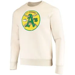 Majestic Threads Men's Threads Oatmeal Oakland Athletics Fleece Pullover Sweatshirt -Minnesota Twins Shop DSCO1140227598 I5PN ALT2