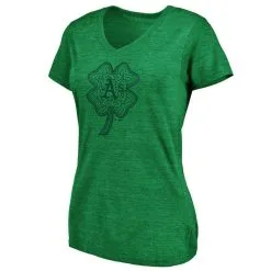 Fanatics Branded Women's Heathered Kelly Green Oakland Athletics St. Patrick's Day Paddy's Pride Tri-Blend V-Neck T-Shirt 6 Fanatics Branded Women's Heathered Kelly Green Oakland Athletics St. Patrick's Day Paddy's Pride Tri-Blend V-Neck T-Shirt -Minnesota Twins Shop DSCO1140228044 2041 ALT2
