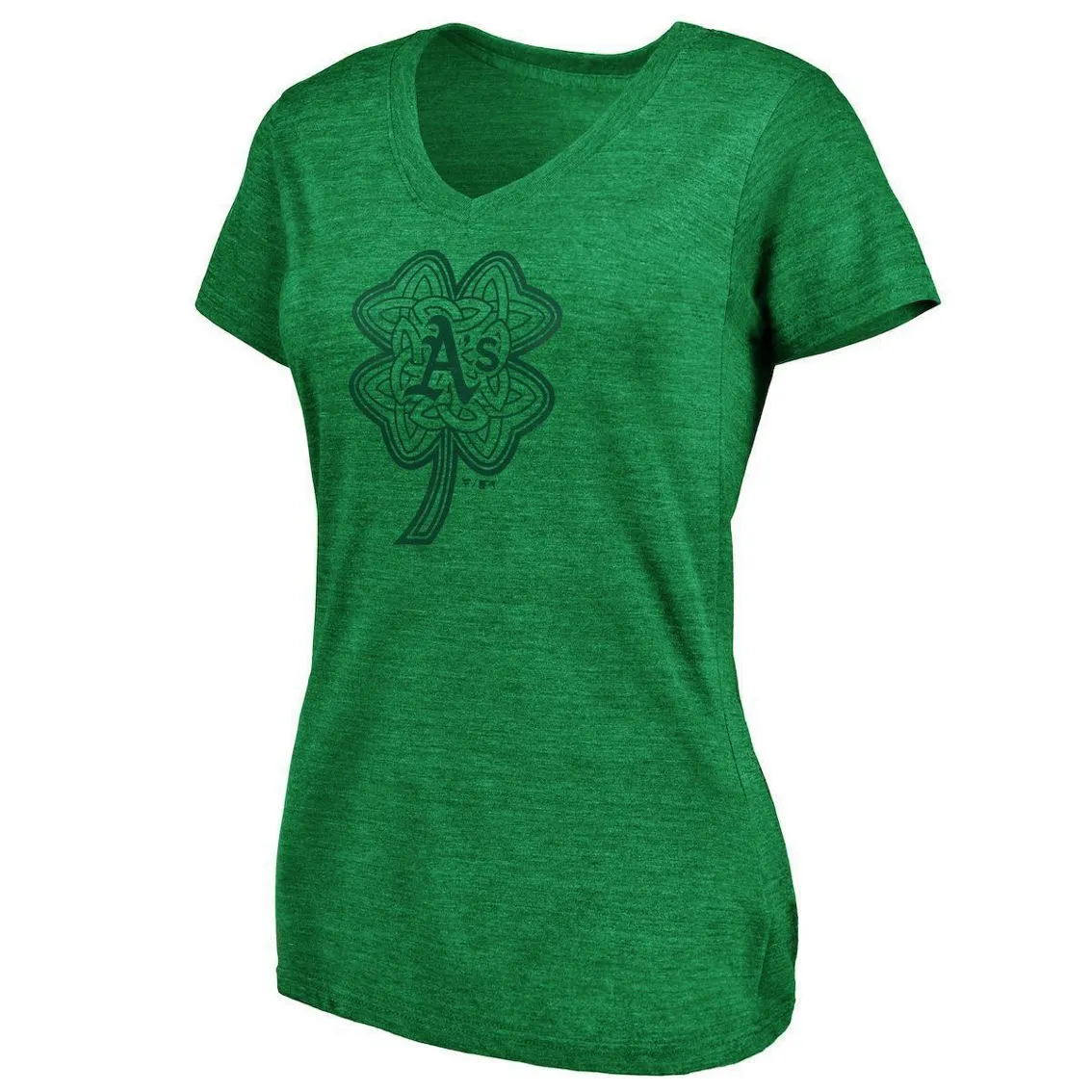 Fanatics Branded Women's Heathered Kelly Green Oakland Athletics St. Patrick's Day Paddy's Pride Tri-Blend V-Neck T-Shirt 3 Fanatics Branded Women's Heathered Kelly Green Oakland Athletics St. Patrick's Day Paddy's Pride Tri-Blend V-Neck T-Shirt - Image 3