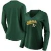 Fanatics Branded Women's Green Oakland Athletics Core Team Lockup Long Sleeve V-Neck T-Shirt