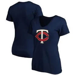 Fanatics Branded Women's Navy Minnesota Twins Core Official Logo V-Neck T-Shirt