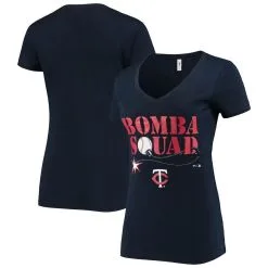 BreakingT Women's Navy Minnesota Twins Hometown V-Neck T-Shirt
