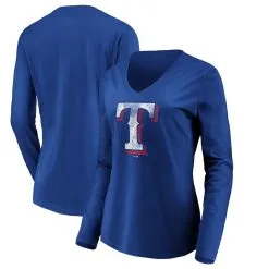 Fanatics Branded Women's Royal Texas Rangers Core Team Long Sleeve V-Neck T-Shirt