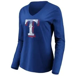 Fanatics Branded Women's Royal Texas Rangers Core Team Long Sleeve V-Neck T-Shirt -Minnesota Twins Shop DSCO1140229405 1350 ALT2