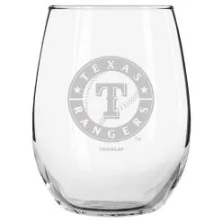 The Memory Company Texas Rangers 15oz. Etched Stemless Glass Tumbler