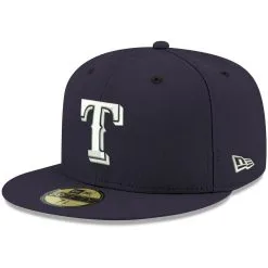 New Era Men's Navy Texas Rangers White Logo 59FIFTY Fitted Hat