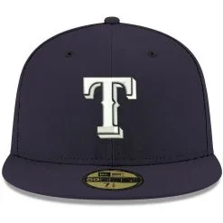 New Era Men's Navy Texas Rangers White Logo 59FIFTY Fitted Hat -Minnesota Twins Shop DSCO1140298853 GZKZ ALT2