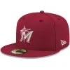 New Era Men's Cardinal Miami Marlins White Logo 59FIFTY Fitted Hat