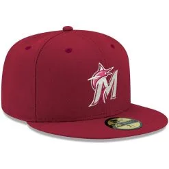 New Era Men's Cardinal Miami Marlins White Logo 59FIFTY Fitted Hat -Minnesota Twins Shop DSCO1140608399 M9JC ALT3